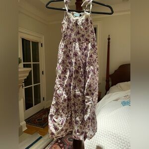 Mini Boden Sundress Purple Floral with Ties Kids Size 7-8